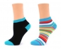 Preview: Kurzschaftsocken geringelt & uni "Girl" Gr. 23/26 & 27/30 im 2er Pack ohne Naht