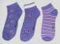 Preview: Kurzschaftsocken "Blumen & Ringel" in 5 Grundfarben Gr. 35/38 im 3er Pack mit Naht