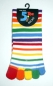 Preview: Zehensocken "weiß bunt geringelt" 5Toe Socks one sice