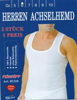 Unterhemden aus 100% reiner Baumwolle in weiß 60°C kochfeste Gr. 5 bis 13 im 2er Pack