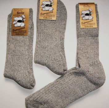 Norweger Wollsocken 30% mit extra dickem Fußbett im 3er Pack in hellgrau weich & wärmend RS Gr. 39/42