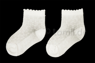 weiße & insich gemusterte Filet Mädchensocken RS Gr. 19/22 bis 35/38 mit glatter Spitze