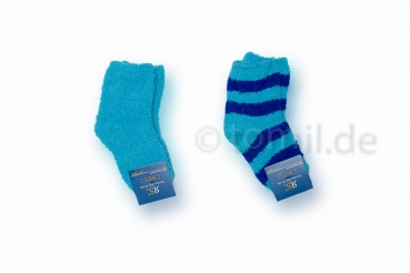 Kuschelsocken für Kinder "Blockringel & uni" wärmend und kuschelweich Gr. 19/22 bis 35/38 im 2er Pack