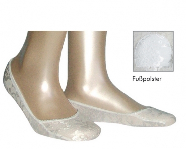 Ballerina Füßlinge in Spitzenoptik mit Ballenpolsterung in wollweiß für Ballerinas Gr. 37/40