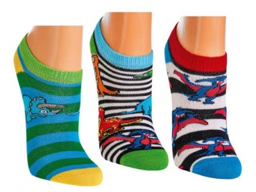 Dino gekettelte Sneakersocken im 3er Pack Gr. 23/26 bis 35/38