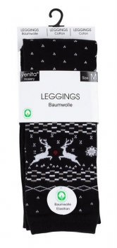 gemusterte Baumwoll Damenlegging im Winterdesign yenita "weich und modisch" Gr. XS & M