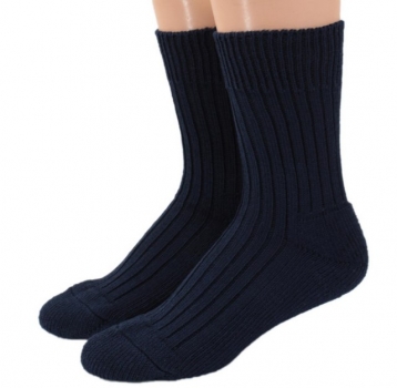 50% Wolle & 50% Baumwolle Thermosocken mit extra dickem Fußbett ohne Gummidruck Gr. 35/36 bis 45/46