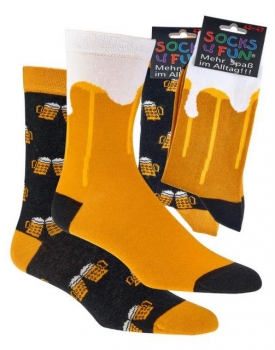 Motivsocken "Happy birthday, Küssen, Camping, Bier..." im 2er Pack  Gr. 36/41 & 42/47 gekettelt