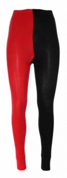 "schwarz-weiß" & "schwarz-rot" einfarbige Damenleggings mit unterschiedlichen Beinfarben Gr. 36/38, 42/44 bis 52/54