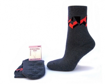 ABS Stoppersocken dickere Baumwolle für Damen und Teenager Gr. 35/38 & 39/42 "ohne Gummidruck mit Musterkante"