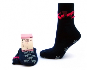 ABS Stoppersocken dickere Baumwolle für Damen und Teenager Gr. 35/38 & 39/42 "ohne Gummidruck mit Musterkante"