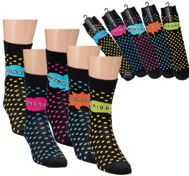 Wochentagssocken mit farbigen Punkten "socks4fun" Mo bis Fr im 5er Pack Gr. 43/47 nahtlos