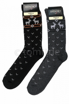 Crönert Baumwoll Frotteesocken im Elchmotiv Gr. 39/42 in schwarz und grau