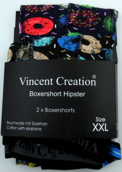 Hipster Boxershor aus weicher Baumwolle mit Elasthan "Donuts" Gr. 5, 7 & 8 im 2er Pack "Vincent Creation"