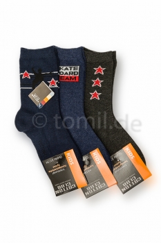 Jungensocken "Sterne oder Seitenmotiv" Gr. 23/26 & 27/30 im 3er Pack gekettelt