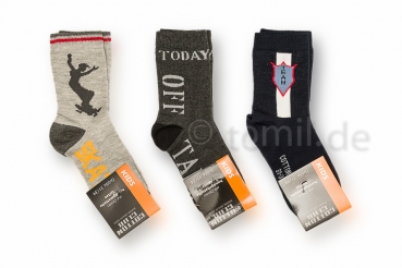 Jungensocken "Sterne oder Seitenmotiv" Gr. 23/26 & 27/30 im 3er Pack gekettelt