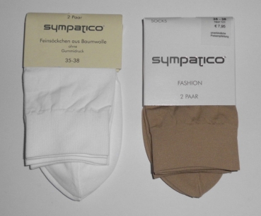 extra feine & dünne Baumwollsocken mit Modefarben "Sympatico" Gr. 35/38 & 39/42 im 2er Pack