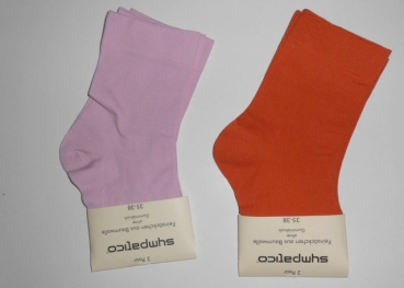 extra feine & dünne Baumwollsocken mit Modefarben "Sympatico" Gr. 35/38 & 39/42 im 2er Pack