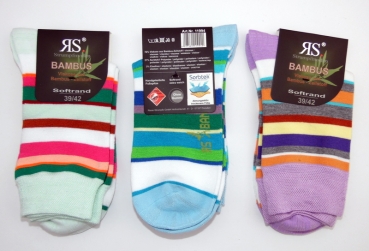 Bambus Ringelsocken in Pastellfarben  RS mit Softrand Gr. 35/38 & 39/42 gekettelt