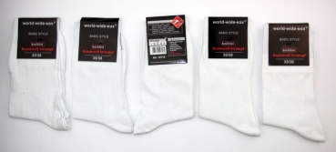 kochfeste weiße & glatte Damensocken im 5er Pack Gr. 35/38 & 39/42 gekettelte Naht