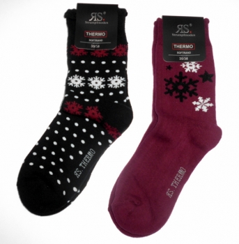 dicke BaumwollFrotteesocken mit Gummi "Winter Look" im 2er Pack Gr. 35/38 von RS