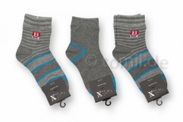 Kurzschaftsocken Boy geringelt in grau & marine von CNB Gr. 31/34 & 39/42 im 3er Pack nahtlos