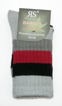 Bambussocken "etwas dicker" Blockstreifen mit Komfortrand Gr. 35/38 & 39/42 in 3 Farben