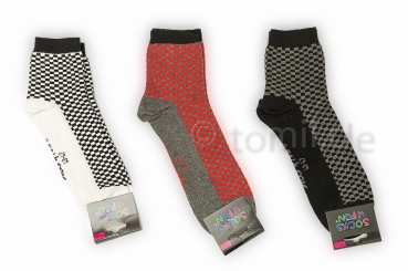 karierte Kurzschaftsocken für Damen & Herren in 3 Farben Gr. 37/42 & 43/47 nahtlos