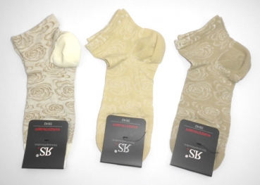 Kurzschaftsocken im Rosendessign von RS Harmony im 3er Pack Gr. 35/38 & 39/42 handgekettelt