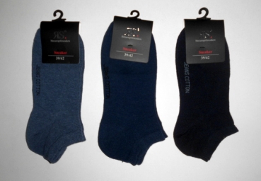 einfarbige Sneakersocken in Jeansblau von RS im 3er Pack Gr. 35/38 & 39/42  gekettelte Naht