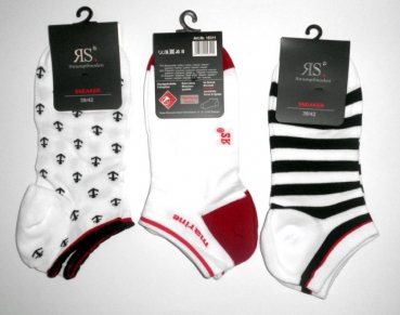 Marinelook RS Damensneakersocken  mit gekettelter Spitze im 3er Pack Gr. 35/38