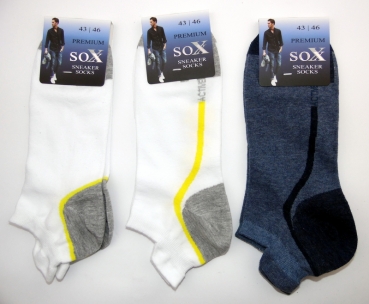 Sneakersocken mit Hackenlasche im 3er Pack Gr. 39/42 bis 47/50 CNB mit nahtloser Fußspitze