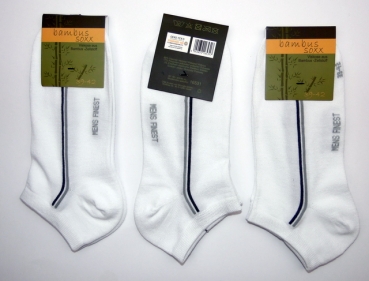 Bambus Sneakersocken mit Seitenstreifen & Softrand Gr. 39/42 & 43/46 im 3er Pack cnb