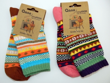 bunte Socken "Qano Hygge" mit 85% Baumwolle im 2er Pack Gr. 34/37 bis 42/44