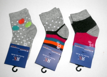 Mädchensocken "Pünktchen & Streifen" im 3er Pack Größe 35/38 Nahtlos