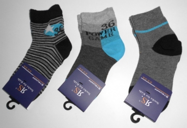 Jungensocken "Schuh + Zahl" Gr. 19/22 & 23/26  im 3er Pack nahtlos