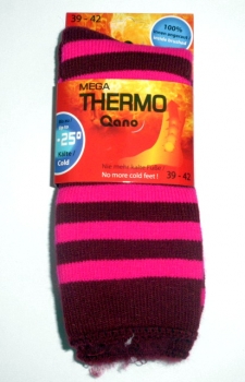 MEGA THERMO Ringelsocken super wärmend mit Innenfleece bis -25°C Kälte Größe 35/38 & 39/42 Qano