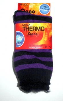 MEGA THERMO Ringelsocken super wärmend mit Innenfleece bis -25°C Kälte Größe 35/38 & 39/42 Qano