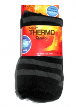 MEGA THERMO Ringelsocken super wärmend mit Innenfleece bis -25°C Kälte Größe 35/38 & 39/42 Qano