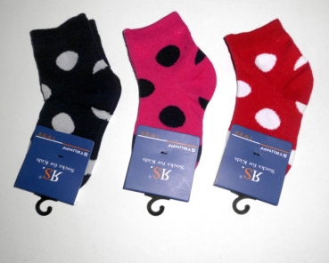 Nahtlose Kindersocken Motiv "Punkte oder Ringel" im 3er Pack Größe 19/22, 23/26 & 35/38