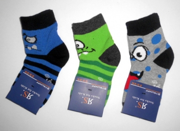 gekettelte Kindersocken Boy & (Girl) "RS Gesicht" im 3er Pack Gr. 19/22, 23/26