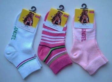 Kurzschaftsocken uni & mit Streifen in (blau) und pink Gr. 38/41 im 3er Pack