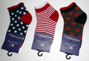 Kurzschaftsocken Girl "Punkte & Sommerfarben" Gr. 19/22 bis 35/38 im 3er Pack ohne 31/34 nahtlos