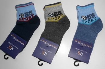 Kurzschaftsocke Boy aus Baumwolle RS "Sport" Gr. 19/22 & 23/26 im 3er Pack nahtlos