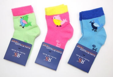 Kurzschaftsocken Kinder "(Auto) & Vögel" Gr. 19/22 bis 35/38 RS nahtfrei & gekettelt