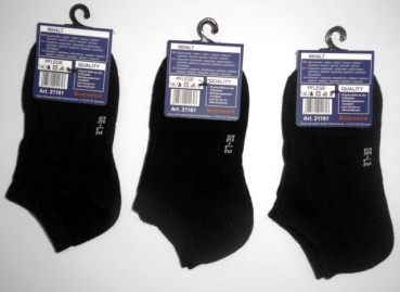 einfarbige Kindersneakersocken von RS in schwarz & jeansfarben im 3er Pack Gr. 23/26 & 27/30 gekettelte Spitze