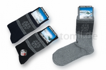 45% Wolle extra dicke Wollsocken "Schneeflocke" Gr. 35/38 & 39/42 im 3er Pack