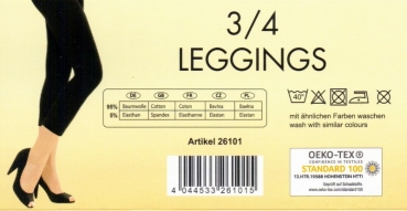 3/4 lange weiche Legging Baumwolle extra fein & weich Star Socks" Gr. 36 bis 52/54 in schwarz