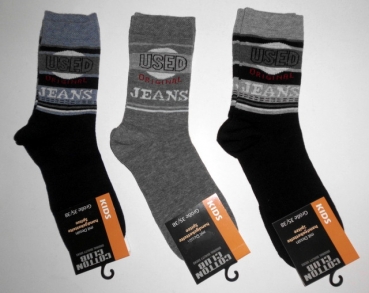 Jungs Socke "Fußball und Jeans" Gr. 23/26 bis 31/34 & 39/42 im 3er Pack gekettelt