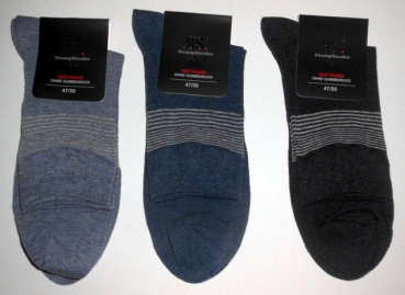 Kurzsocken mit Softrand ohne Gummidruck in beigetöne & blautöne 16cm hoch Gr. 47/50 im 3er Pack nahtlos